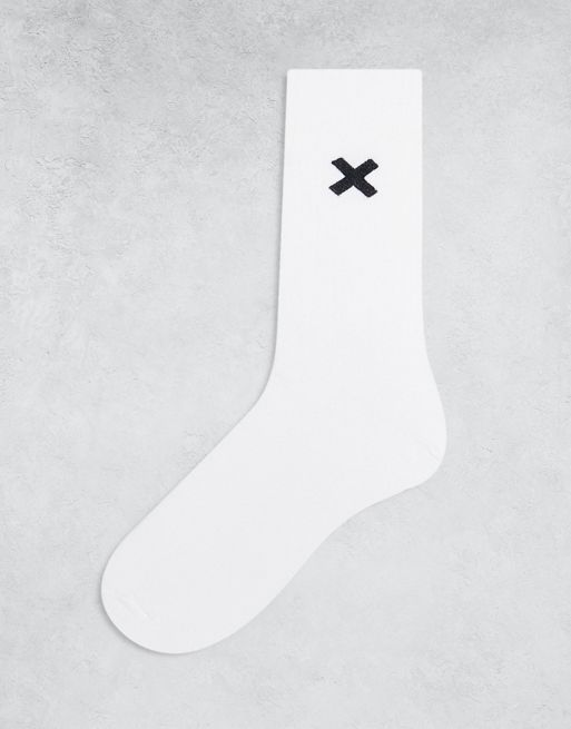 COLLUSION Unisex socks with bubble logo in white