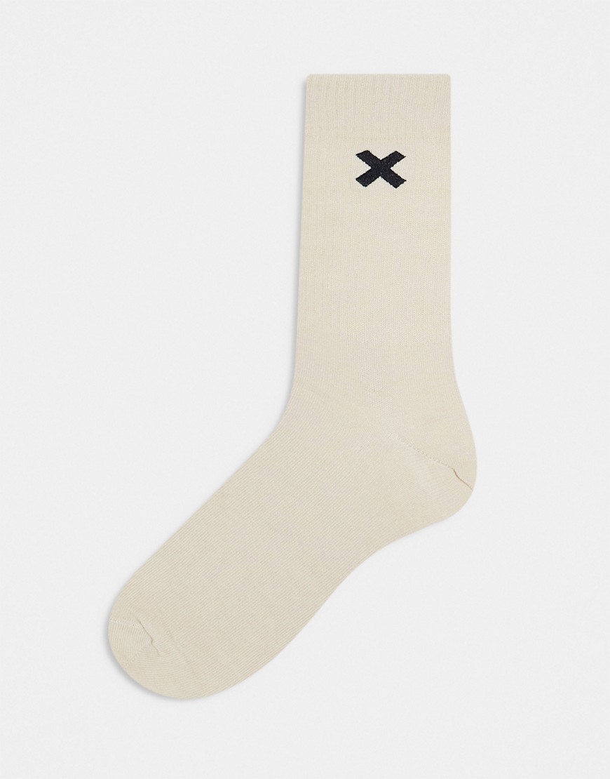 Unisex logo socks in stone-Brown