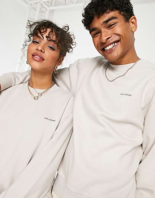 COLLUSION Unisex logo sweatshirt in stone | ASOS