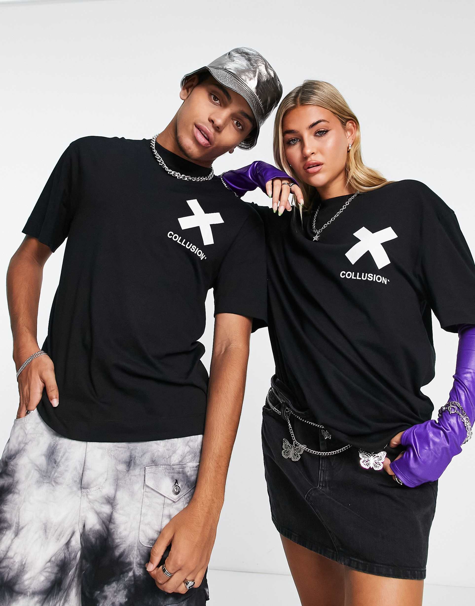 collusion unisex logo t-shirt in black