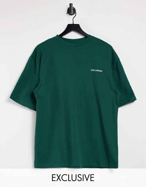 COLLUSION Unisex logo t-shirt in emerald green