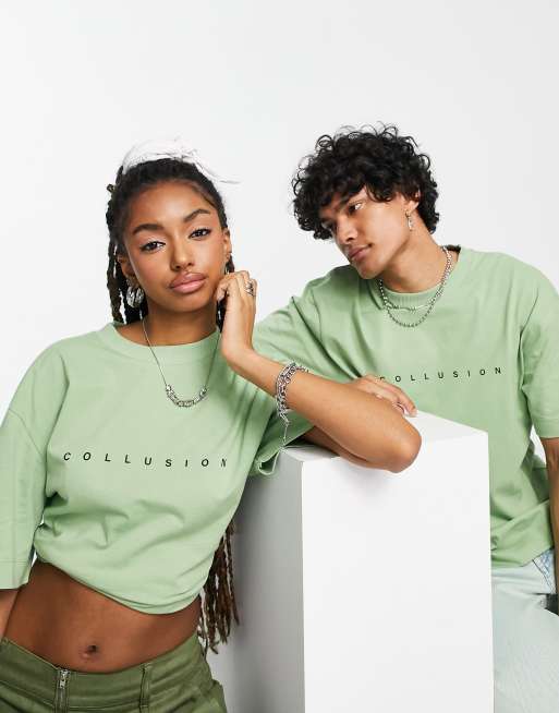 COLLUSION Unisex logo t-shirt in green | ASOS