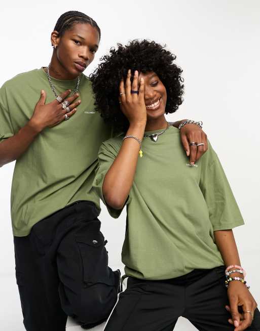 COLLUSION Unisex logo t-shirt in khaki | ASOS