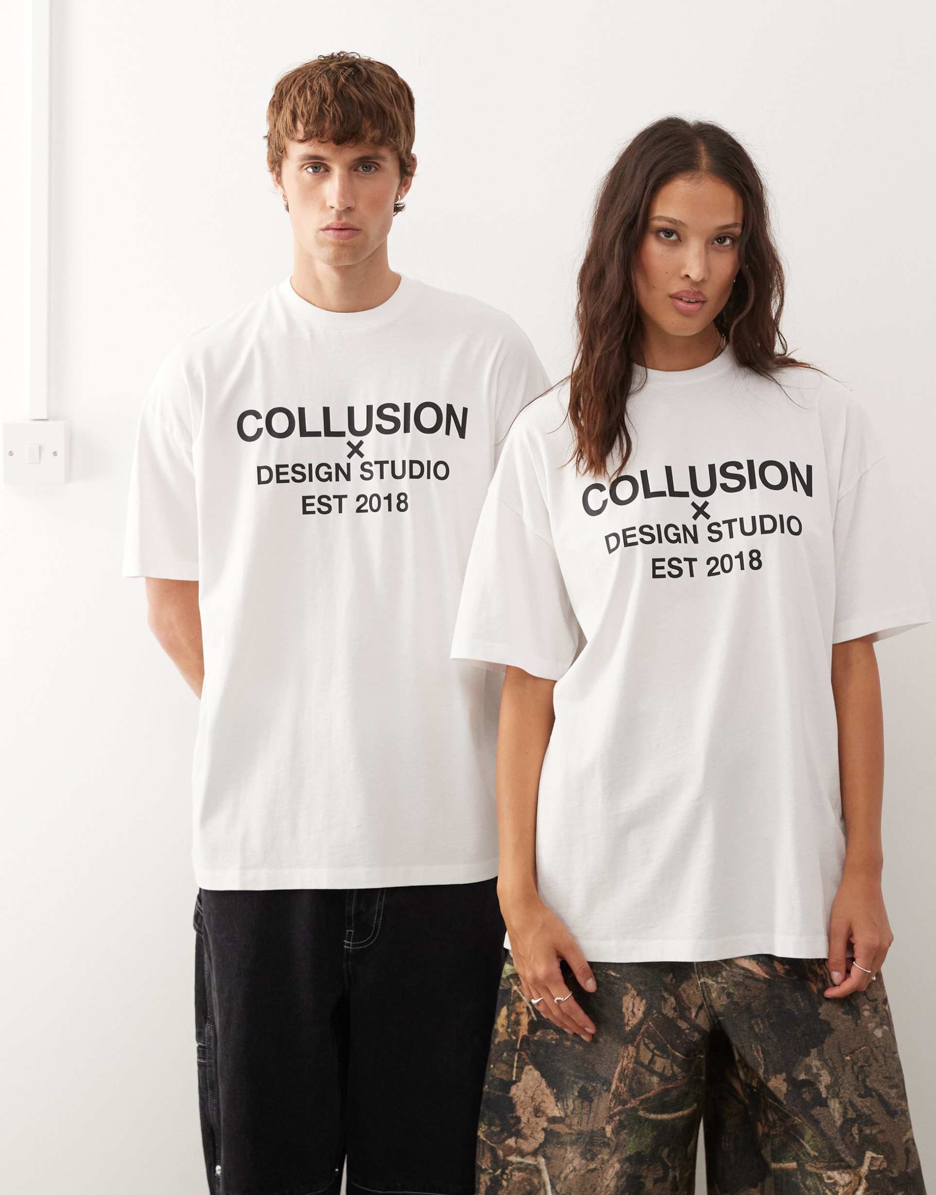 collusion unisex logo t-shirt in white
