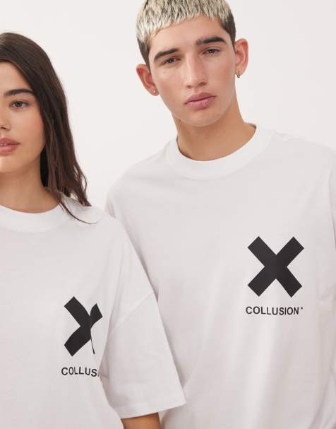COLLUSION Unisex logo t-shirt in white - view 1