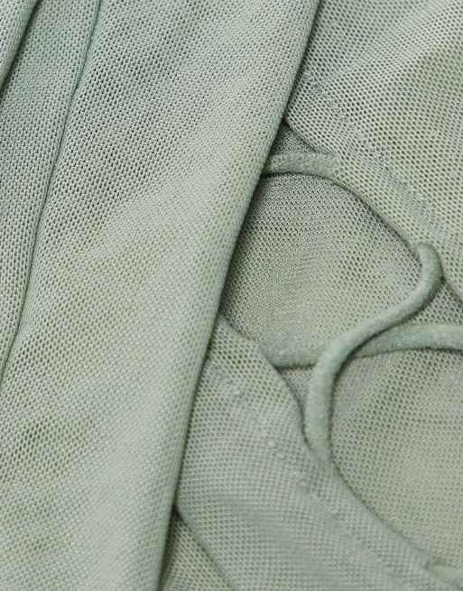 COLLUSION Unisex long sleeve fingerless gloves in gray mesh, 4 of 4