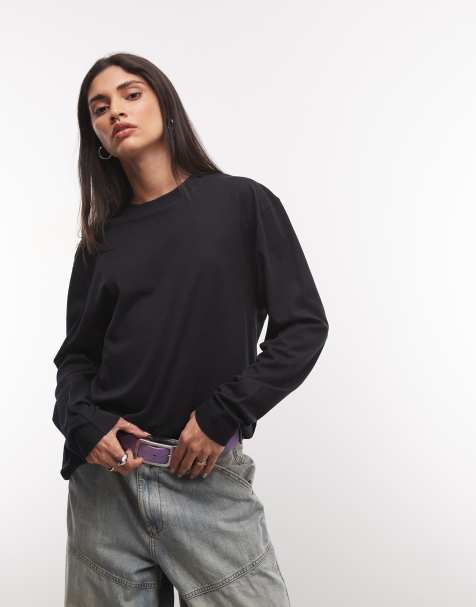 COLLUSION Unisex long sleeve oversized T-shirt in black - view 1