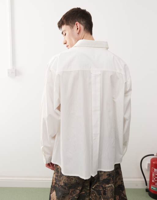 COLLUSION Unisex long sleeve shirt in white