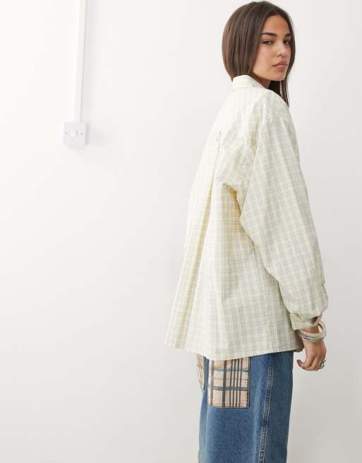 COLLUSION Unisex long sleeve shirt in yellow check