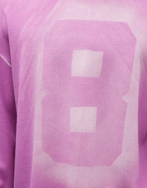 COLLUSION Unisex long sleeve skater t-shirt in washed purple with distressed number graphic, 3 of 4