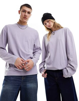 Unisex long sleeve skater top in washed purple