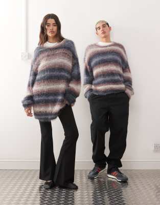 Collusion Unisex Long Sleeve Striped Sweater-multi In Multi