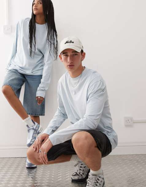 COLLUSION Unisex long sleeve t-shirt in baby blue - view 1