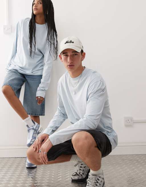 COLLUSION Unisex long sleeve t-shirt in baby blue