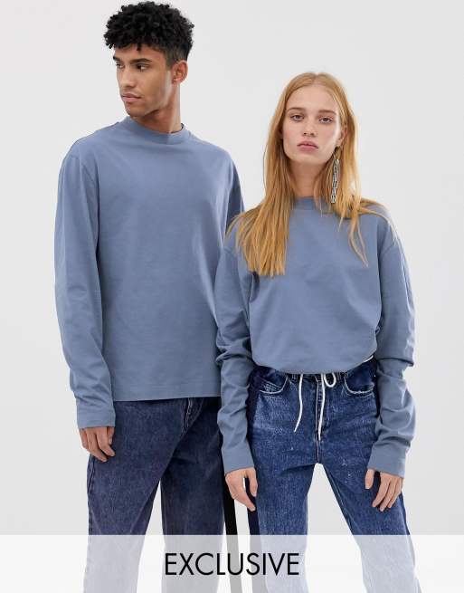 COLLUSION Unisex long sleeve t-shirt in blue | ASOS