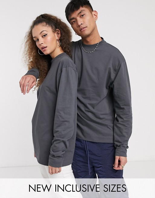 COLLUSION Unisex long sleeve t-shirt in charcoal
