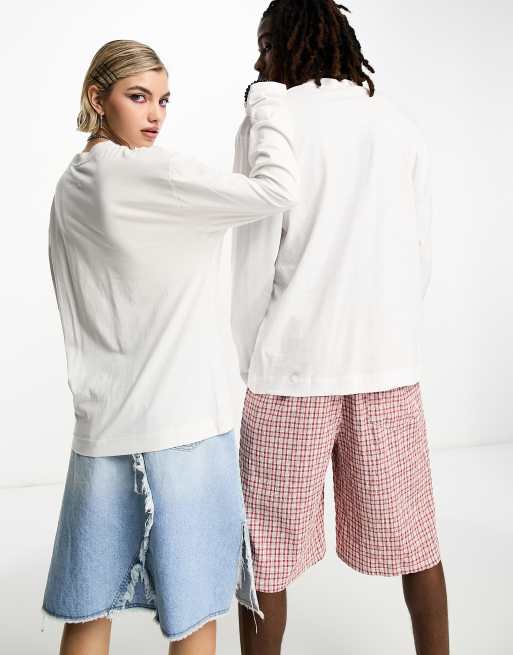 COLLUSION Unisex long sleeve t-shirt in white, 2 of 4