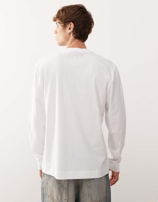 COLLUSION Unisex long sleeve t-shirt in white