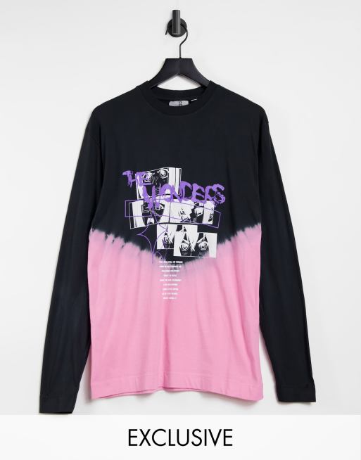 COLLUSION Unisex long sleeve t-shirt with collage print and dip dye | ASOS