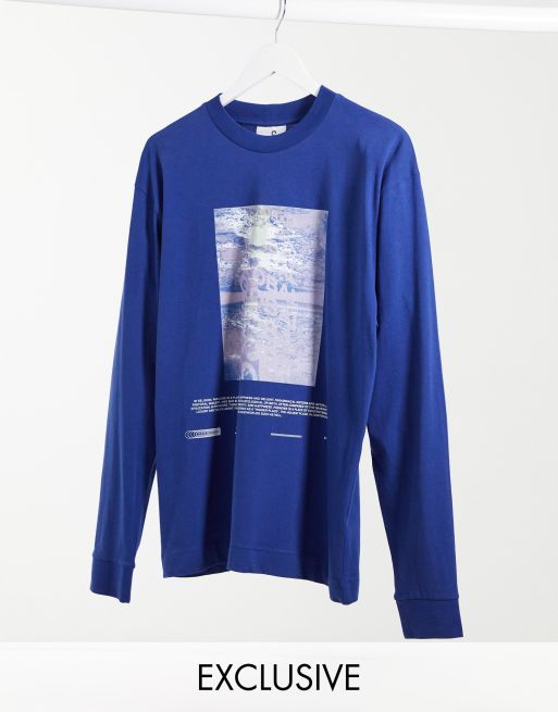 COLLUSION Unisex long sleeve t-shirt with print in dark blue | ASOS