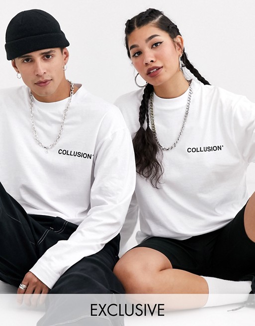 COLLUSION Unisex long sleeve t-shirt with raised print