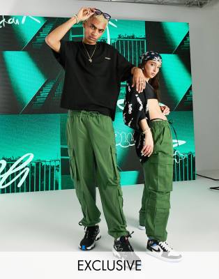 COLLUSION Unisex low rise baggy cargo trousers in khaki - ASOS Price Checker