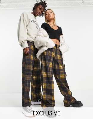 COLLUSION Unisex low rise loose fit check trousers - ASOS Price Checker