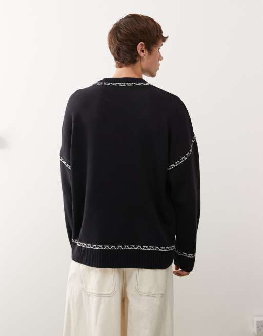 COLLUSION Unisex - Maglione blu antracite con stampa di scorpione , 4 di 4