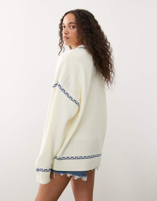 COLLUSION Unisex - Maglione squadrato lavorato con stampa di delfino, 4 di 4