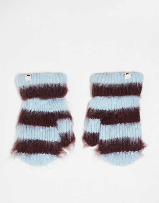 COLLUSION Unisex - Manopole spazzolate a righe color blu e bordeaux