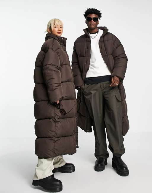 Brown long hotsell puffer coat