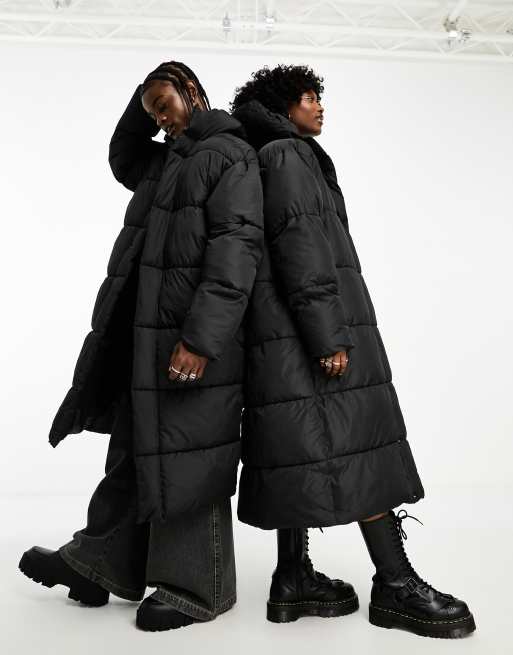 ASOS Weekend Collective maxi padded coat with back graphic in