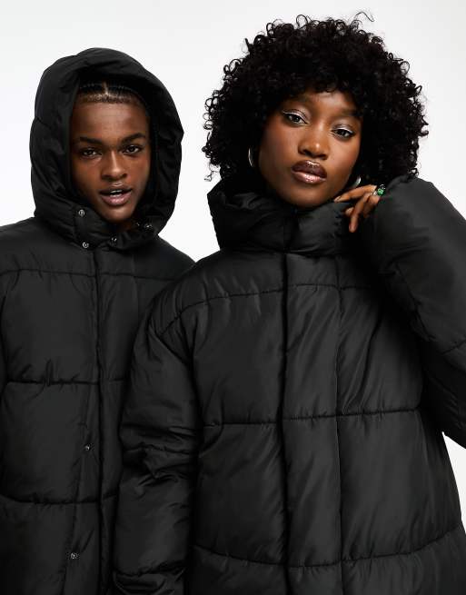 Collusion unisex puffer 2025 jacket in black