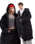 [Collusion] COLLUSION Unisex maxi puffer jacket with hood in black 2XS black