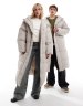 COLLUSION Unisex maxi puffer jacket with hood in black