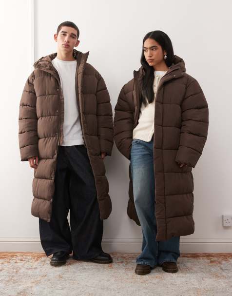 COLLUSION Unisex – Maxi-Puffermantel in Schokoladenbraun - view 1