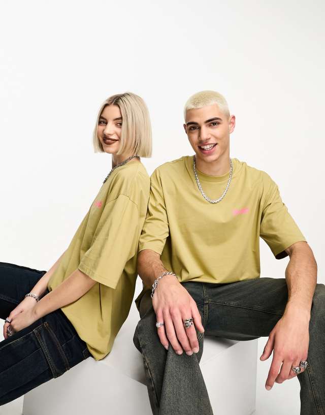 Collusion - unisex mirror logo t-shirt in khaki