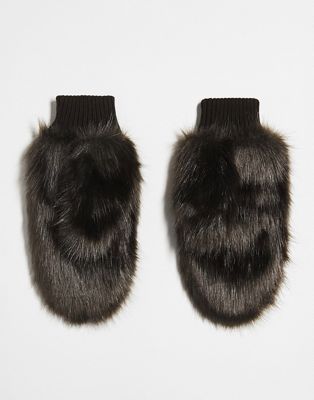 COLLUSION Unisex faux fur oversized mitten in brown - ASOS Price Checker