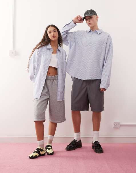COLLUSION Unisex oversized shirt in blue check