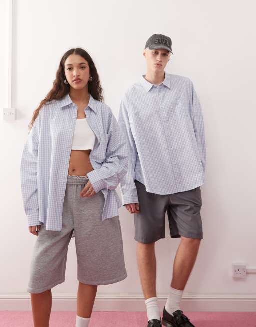 COLLUSION Unisex – Niebieska koszula oversize w kratę, 2 z 4