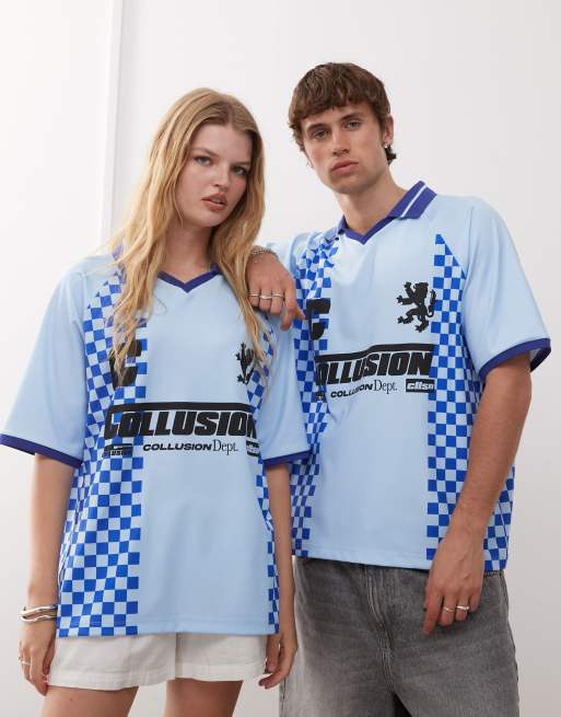 COLLUSION Unisex – Niebieski top w piłkarskim stylu, 4 z 4
