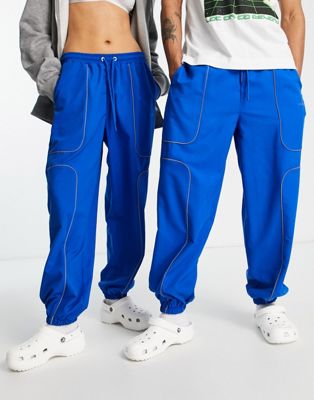 COLLUSION Unisex noughties fit joggers in blue