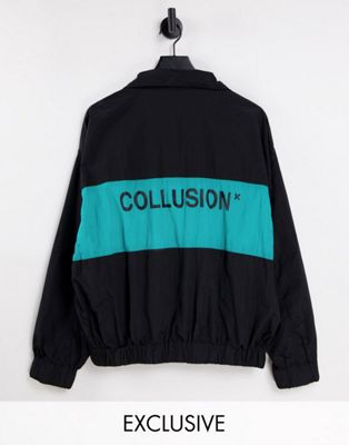 COLLUSION Unisex nylon overhead jacket in black - ASOS Price Checker