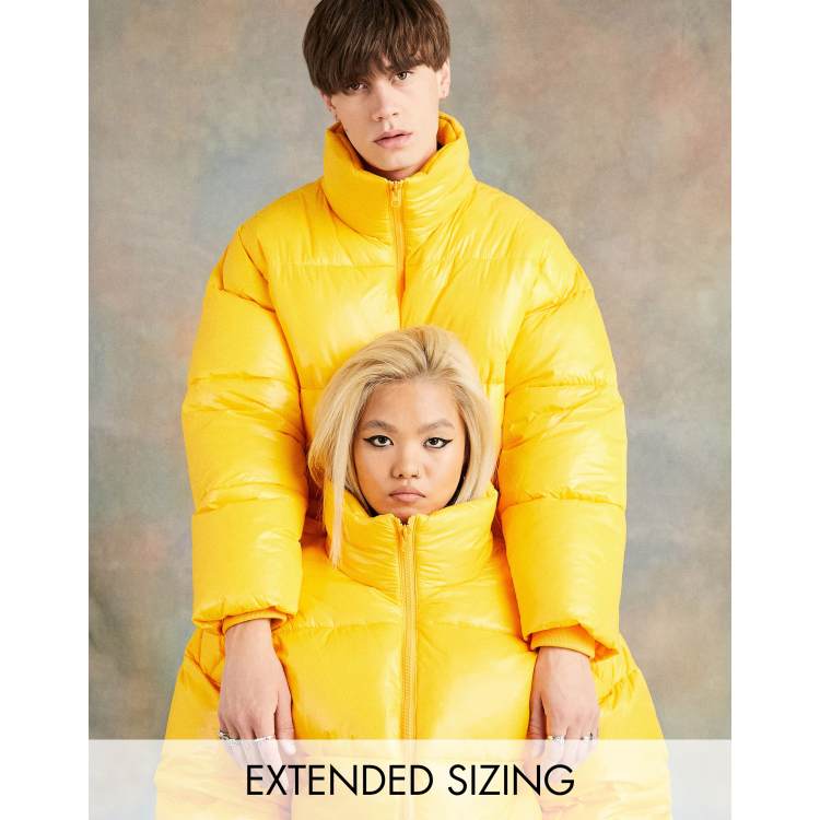 Yellow Ring Pull Longline Puffer Jacket