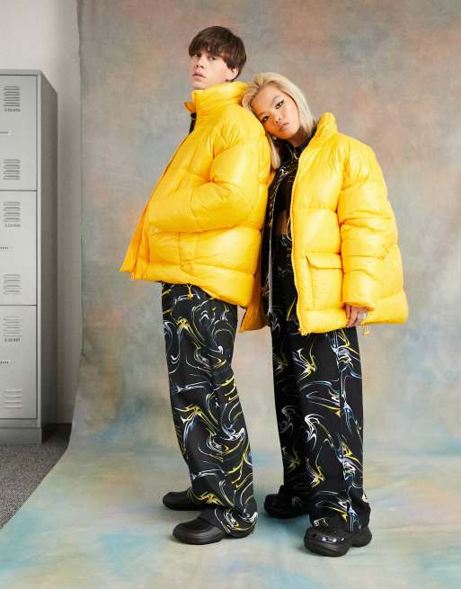 COLLUSION Unisex nylon puffer jacket in yellow