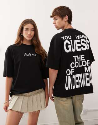 Unisex official Charli XCX BRAT relaxed skater fit back graphic T-shirt in black