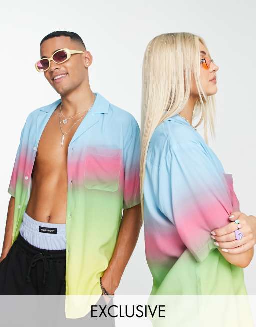 COLLUSION Unisex ombre shirt in multi