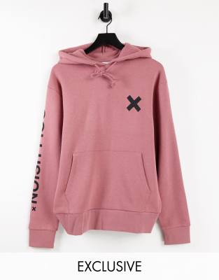 COLLUSION Unisex organic cotton logo hoodie in dusty pink