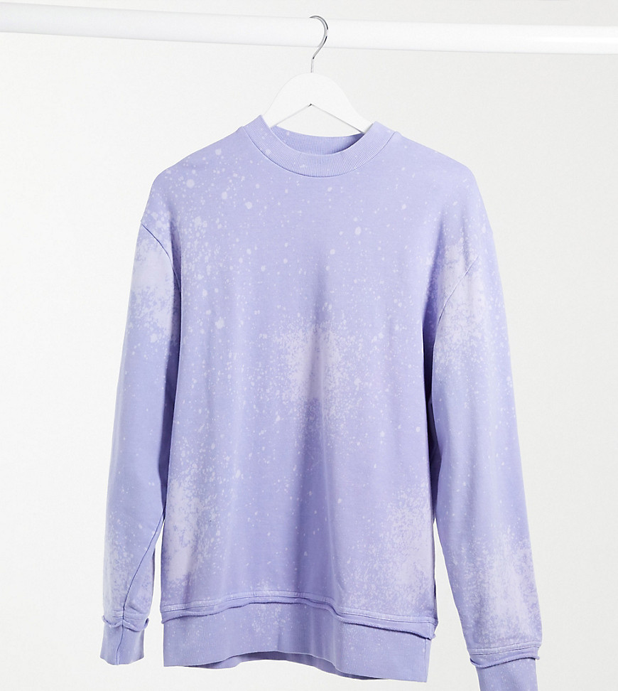 COLLUSION Unisex organic cotton sweatshirt in lilac bleach wash-Purple