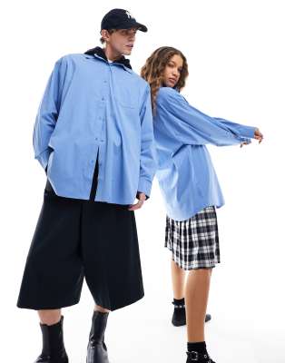 COLLUSION Unisex - Oversize-Baumwollhemd in Blau